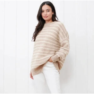 Jenni Kayne Cocoon Crewneck Oversized Striped Alpaca Wool Knit Sweater XXS
